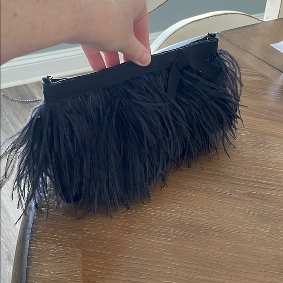 PRADA Piume Feather Satin Chain Black Ostrich Feathered bag w/ auth card - Picture 1 of 12